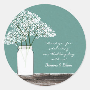 Baby's Breath im Mason Jar Rustikale Aufkleber