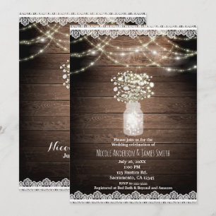 Baby's Breath & Lights Rustikale Hochzeits Einladu Einladung