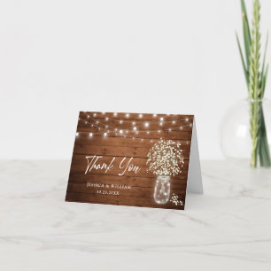 Baby's Breath Mason Glas Rustikale Wasserfarbe Dankeskarte