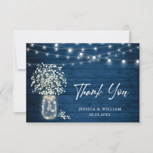 Baby's Breath Mason-Glas Rustikale Wasserfarbe Dankeskarte