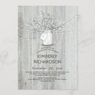 Baby's Breath Mason Jar Rustikale Scheune Geburtst Einladung