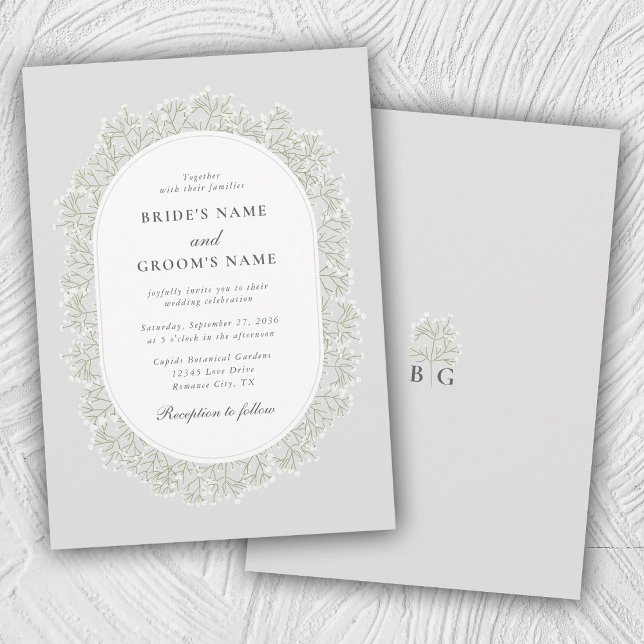 Baby's Breath Monogram Gypsophila Floral Wedding Einladung (Baby's Breath Monogram Gypsophila Floral Wedding Invitation)