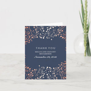 Baby's Breath Rose Gold Effekt Hochzeits-Dankeskar Dankeskarte