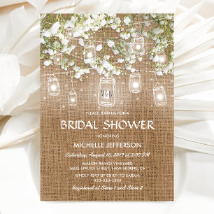 Baby's Breath Rustikale Braut-Brautjungfer-Party a Einladung