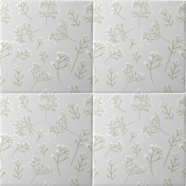 Baby's Breath White Floral Gypsophila Fliese (Baby's Breath White Floral Watercolor Gypsophila Ceramic Tile)