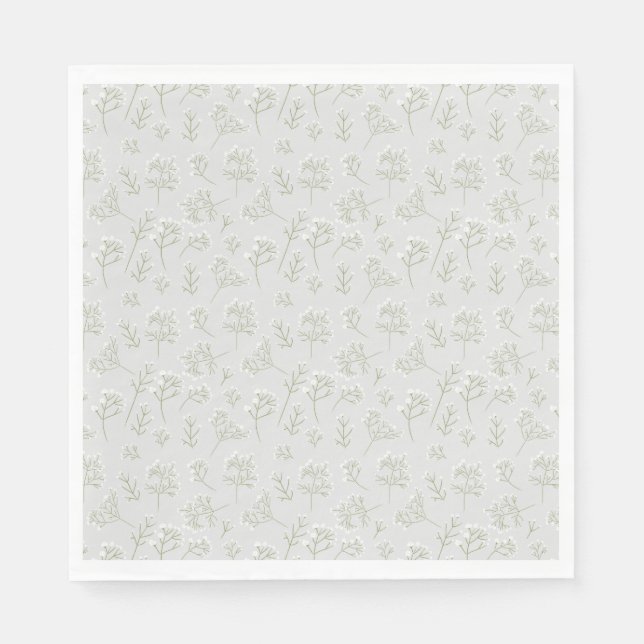 Baby's Breath White Floral Watercolor Gypsophila Serviette (Vorderseite)