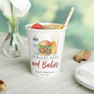 Babys, Burgers und Beer Baby Dusche Pappbecher