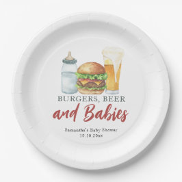 Babys, Burgers und Beer Baby Dusche Pappteller