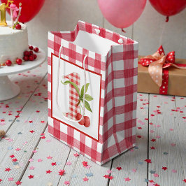 Baby's Cherry First Red Gingham Birthday Mittlere Geschenktüte
