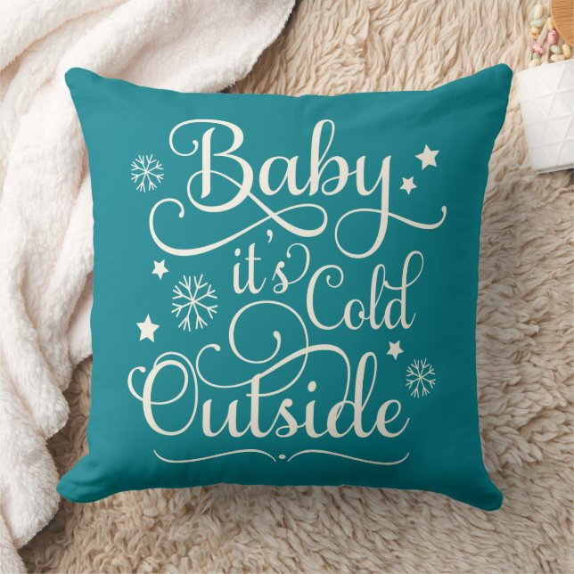 Baby's Cold Outdoor Aquamarin Blue Script Holiday Kissen (Decke)