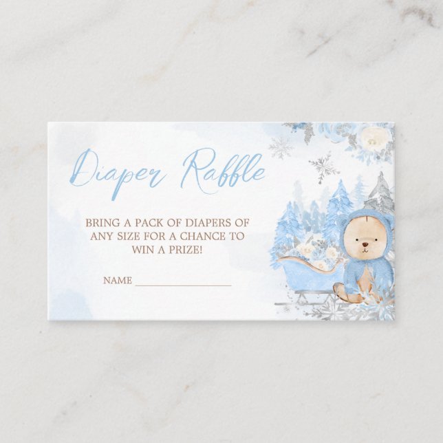 Baby's Cold Outdoor Blue Bear Diaper Raffle Begleitkarte (Vorderseite)