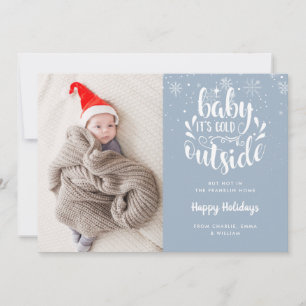 Baby's Cold Outdoor Blue Foto Holiday Birth Ankündigung