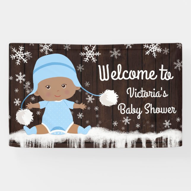 Baby's Cold Outdoor Boy Baby Shower Banner (Horizontal)
