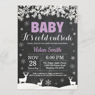Baby's Cold Outdoor Deer Winter Girl Babydusche Einladung