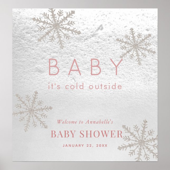 Baby's Cold Outdoor Girl Baby Dusche Willkommen Poster (Vorne)