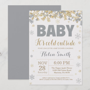 Baby's Cold Outdoor Gold und Gray Baby Shower Einladung
