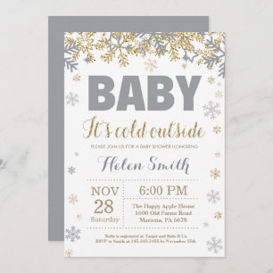 Baby's Cold Outdoor Gold und Gray Baby Shower Einladung
