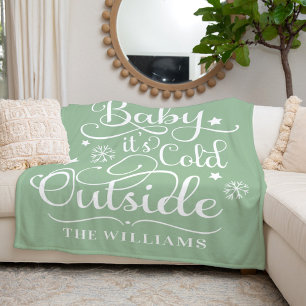 Baby's Cold Outdoor Green Script Familie Urlaub Fleecedecke