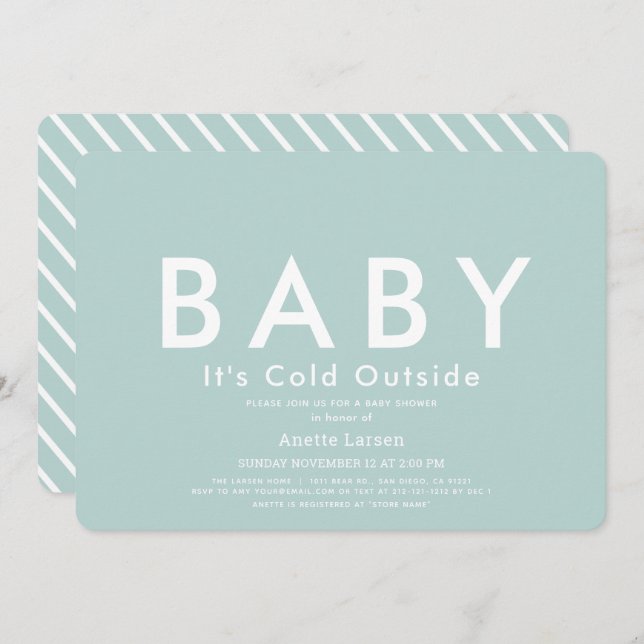 Baby's Cold Outdoor Minimalistisch Blue Baby Dusch Einladung (Vorne/Hinten)