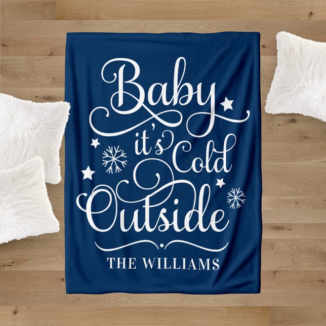Baby's Cold Outdoor Navy Script Familie Urlaub Fleecedecke (Von Creator hochgeladen)