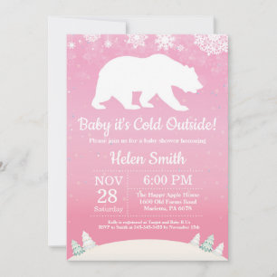 Baby's Cold Outdoor Polar Bear Girl Baby Showroom Einladung