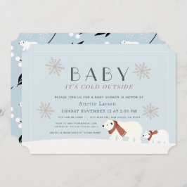 Baby's Cold Outdoor Polar Bears Blue Baby Dusche Einladung