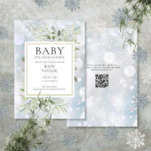 Baby's Cold Outdoor QR Code Winter Baby Shower Einladung