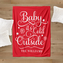 Baby's Cold Outdoor Red Script Familie Urlaub Fleecedecke