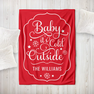 Baby's Cold Outdoor Red Script Familie Urlaub Fleecedecke