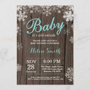 Baby's Cold Outdoor Rustic Winter Baby Dusche Einladung