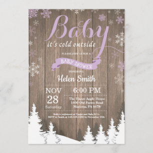Baby's Cold Outdoor Rustic Winter Baby Dusche Einladung