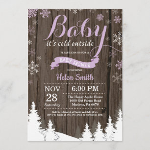 Baby's Cold Outdoor Rustic Winter Baby Dusche Einladung