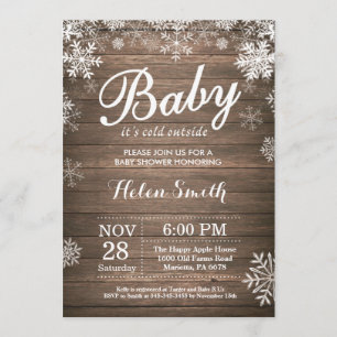 Baby's Cold Outdoor Rustic Winter Baby Dusche Einladung