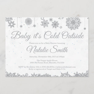 Baby's Cold Outdoor Snowflake Babydusche Einladung