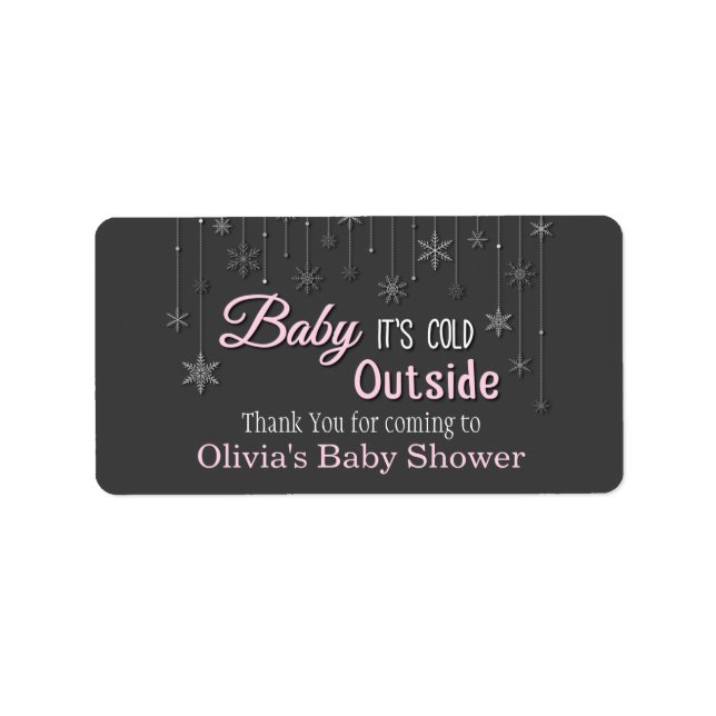 Baby's Cold Outdoor Snowflakes Babydusche Label Adressaufkleber (Vorne)