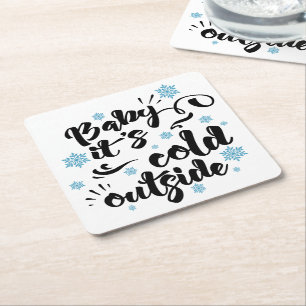 Baby's Cold Outdoor Typografie Winterurlaub Rechteckiger Pappuntersetzer
