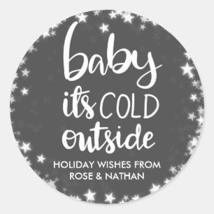 Baby's Cold Outdoor Vintag Stars Chalkboard Runder Aufkleber