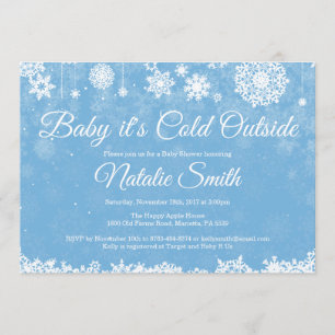Baby's Cold Outdoor Winter Blue Boy Baby Dusche Einladung