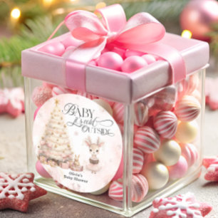 Baby's Cold Outdoor Winter Deer Baby Dusche Runder Aufkleber