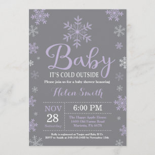 Baby's Cold Outdoor Winter Girl Babydusche Einladung