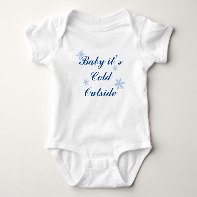 Baby's Cold Outside Baby Boy Bodysuit in Blue Baby Strampler (Vorderseite)