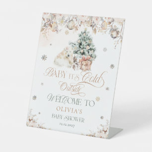 Baby's Cold Outside Bear Baby Dusche Willkommen Sockelschild