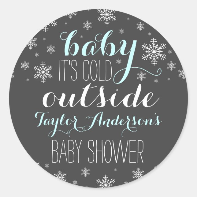 Baby's Cold Outside - Boy Baby Shower Sticker (Vorderseite)