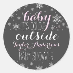 Baby's Cold Outside - Girl Baby Shower Sticker