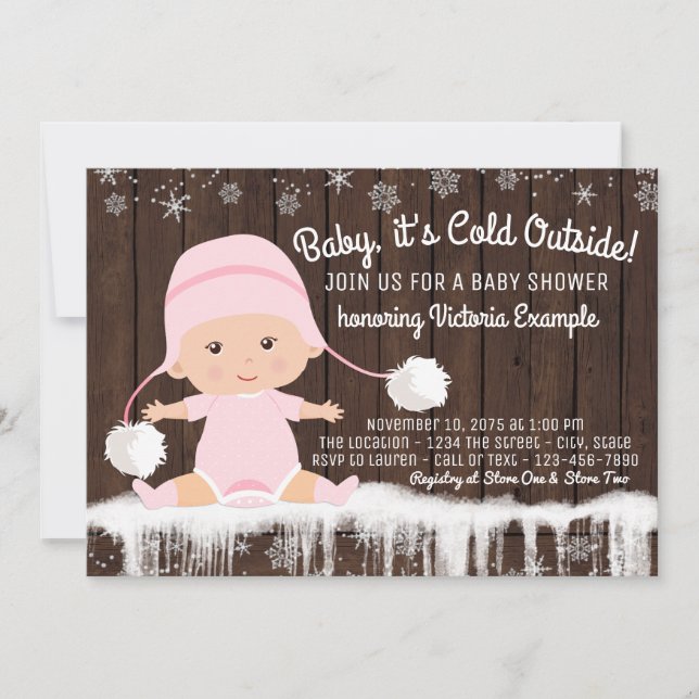 Baby's Cold Outside Girls Babydusche Einladung (Vorderseite)