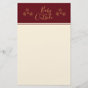 Baby's Cold Outside Golden Snowflakes Briefpapier