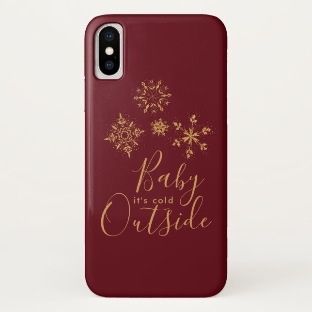 Baby's Cold Outside Golden Snowflakes Case-Mate iPhone Hülle (Rückseite)