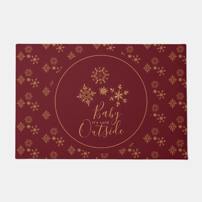 Baby's Cold Outside Golden Snowflakes Fußmatte (Vorderseite)