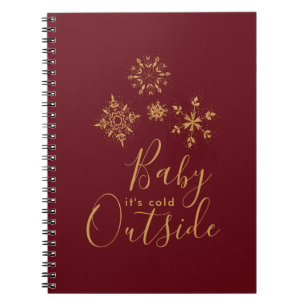 Baby's Cold Outside Golden Snowflakes Notizblock