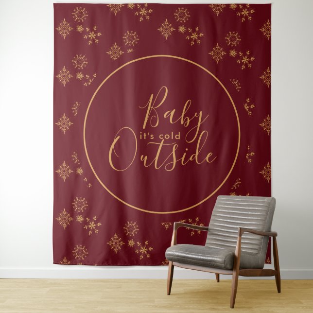 Baby's Cold Outside Golden Snowflakes Wandteppich (Beispiel)